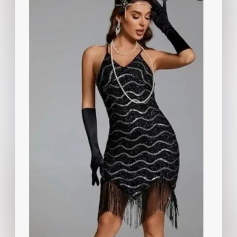 Elegant Black and Silver Women's Dress